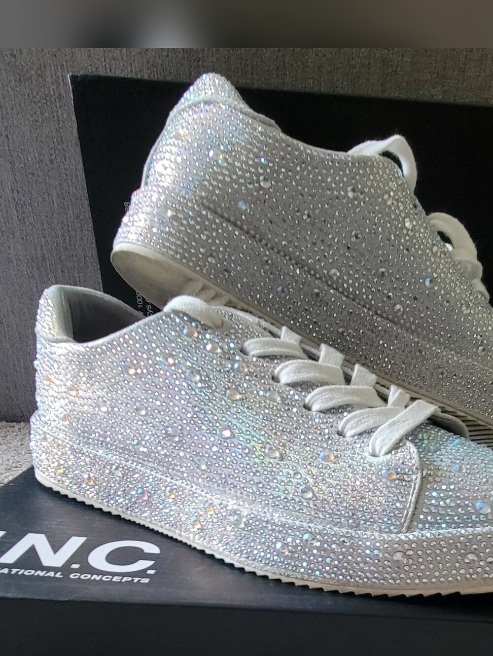 Sparkling Crystal Embellished  Sneakers - Iridescent